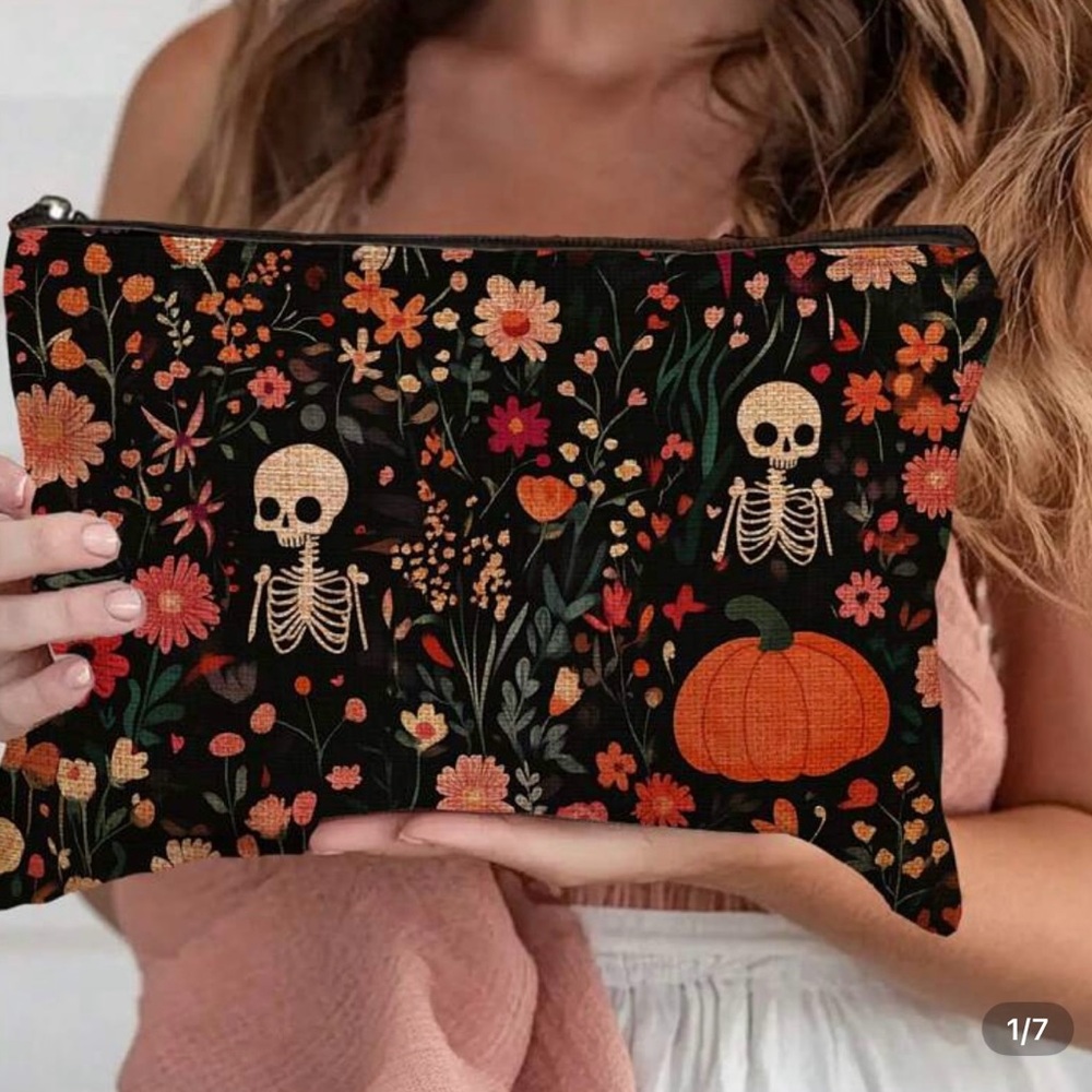 Floral Skeleton Print Clutch Bag. BRAND NEW NO TAGS
